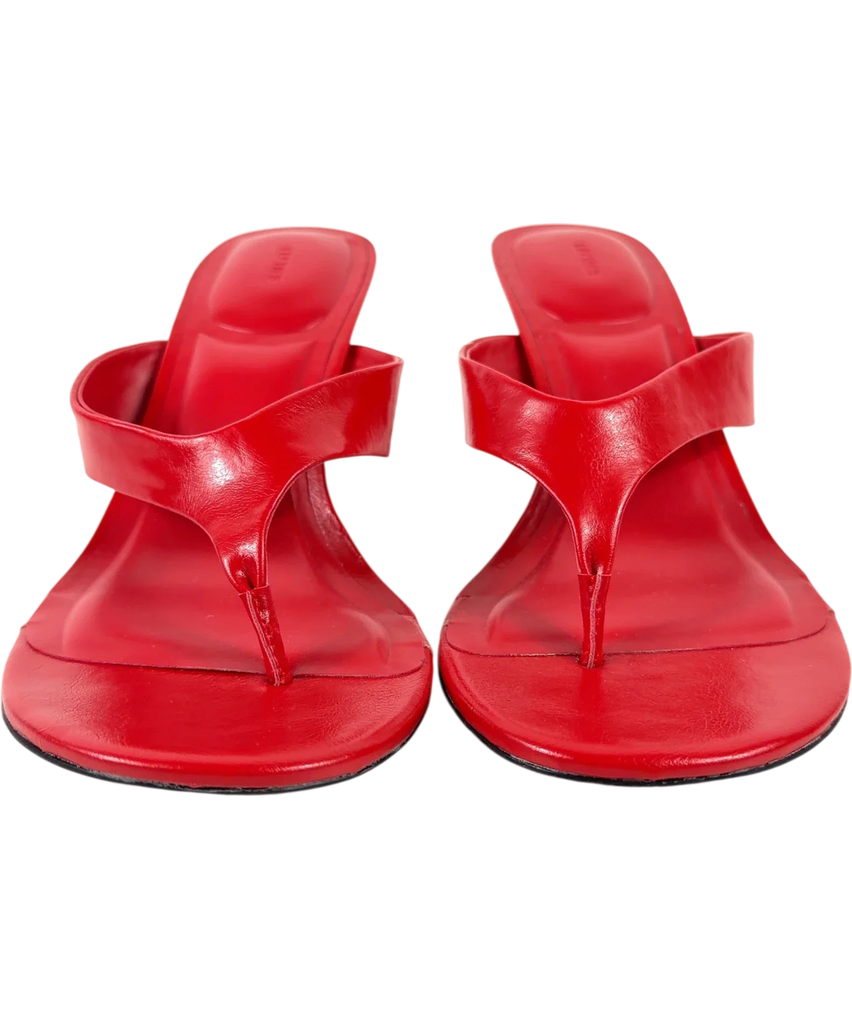 Lefties Thong Heeled Sandals Red UK 5 — Front (both, face on)