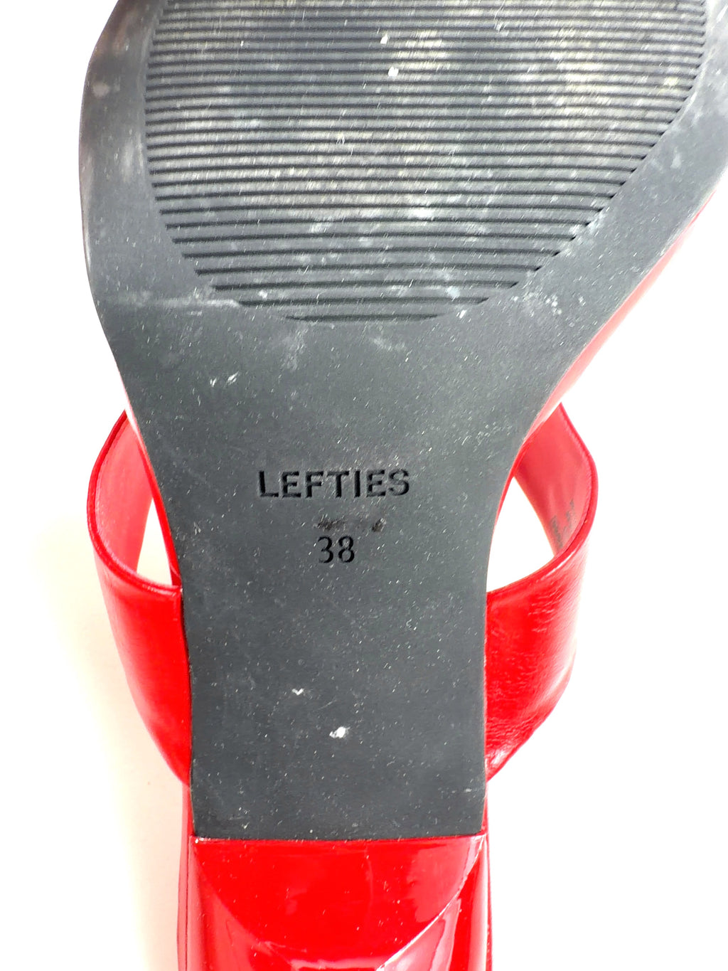 Lefties Red Thong Heeled Sandals, size UK 5 EU 38 👠 — care label