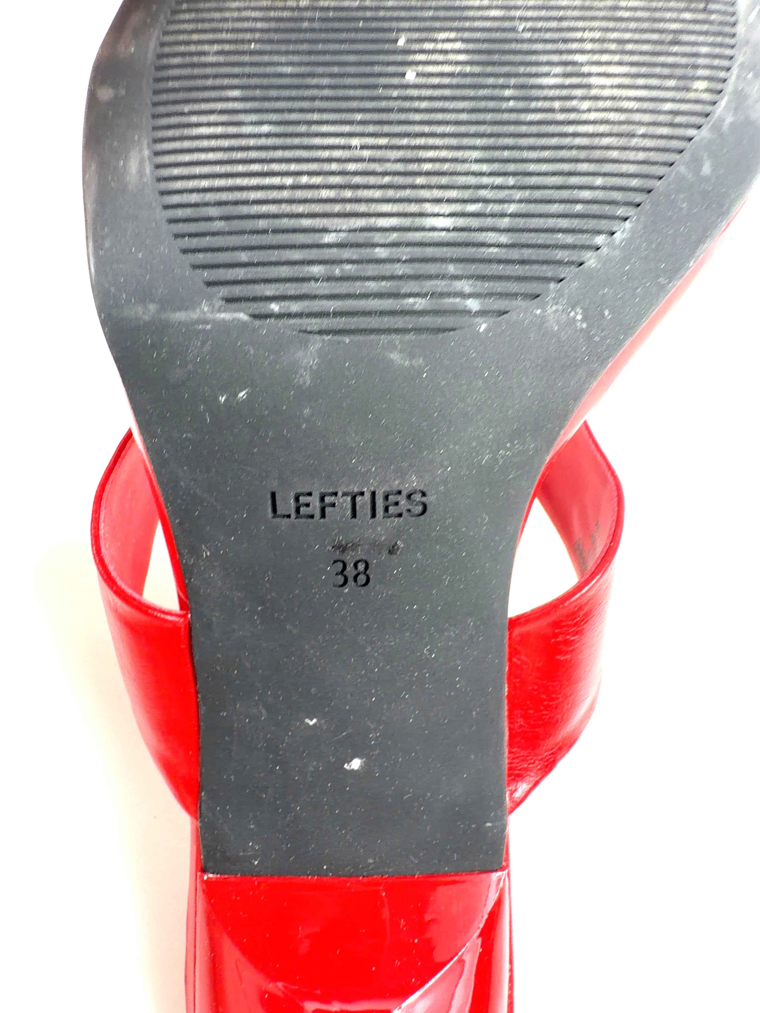 Lefties Red Thong Heeled Sandals, size UK 5 EU 38 👠 — care label