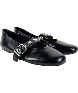 Lefties Black Buckle Flats UK 6