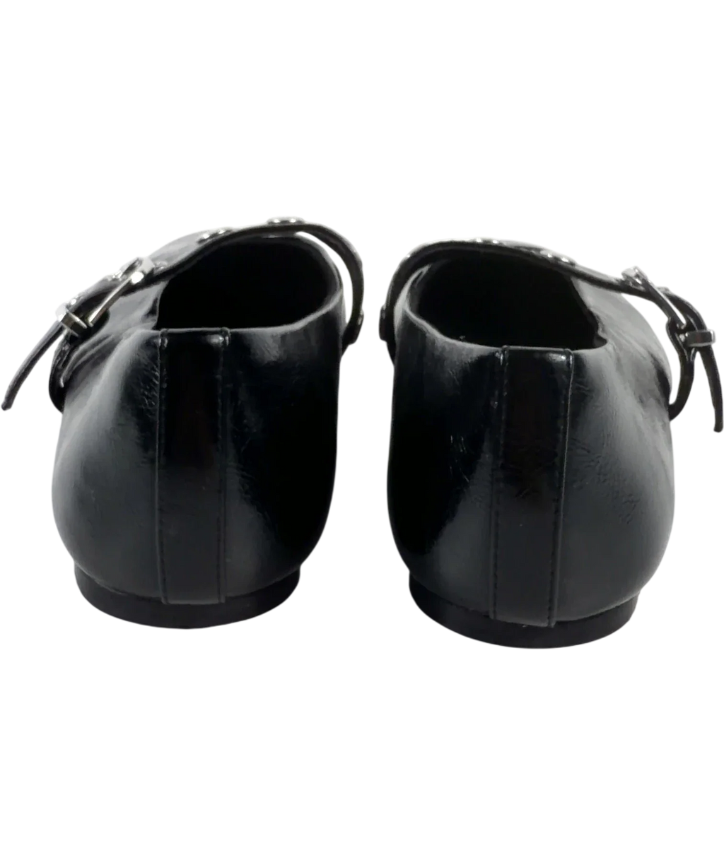 Lefties Black Buckle Flats UK 6 — Back