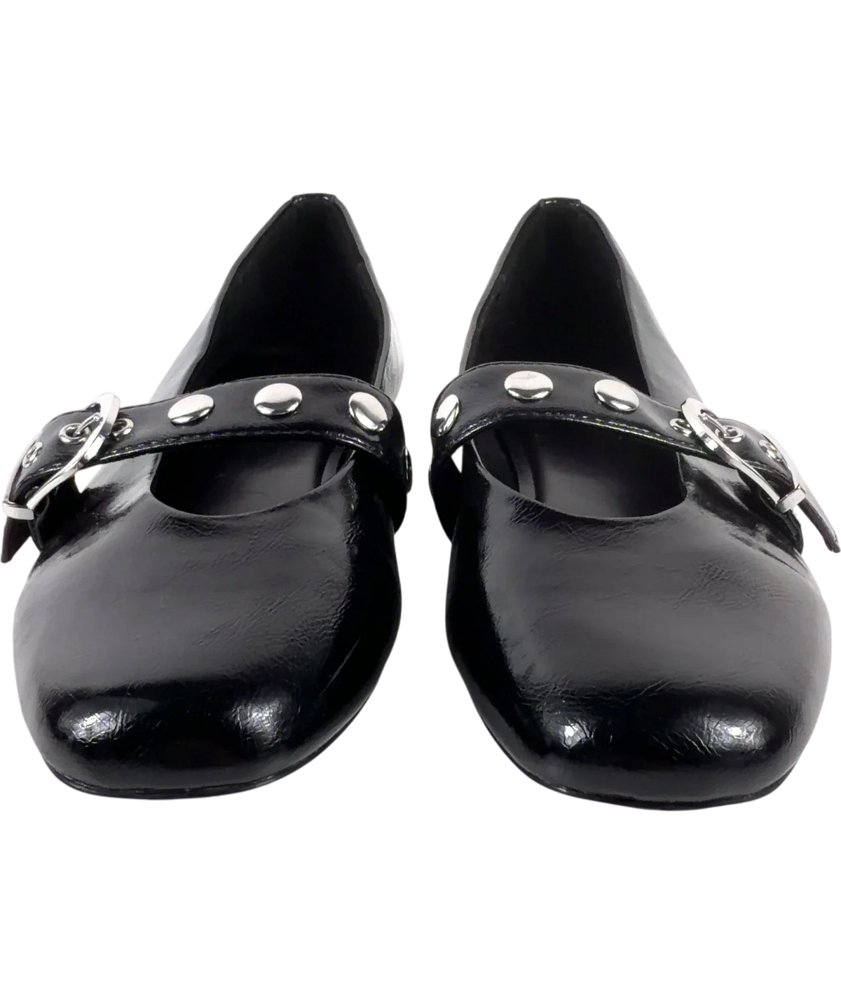 Lefties Black Buckle Flats UK 6 — Front (both, face on)