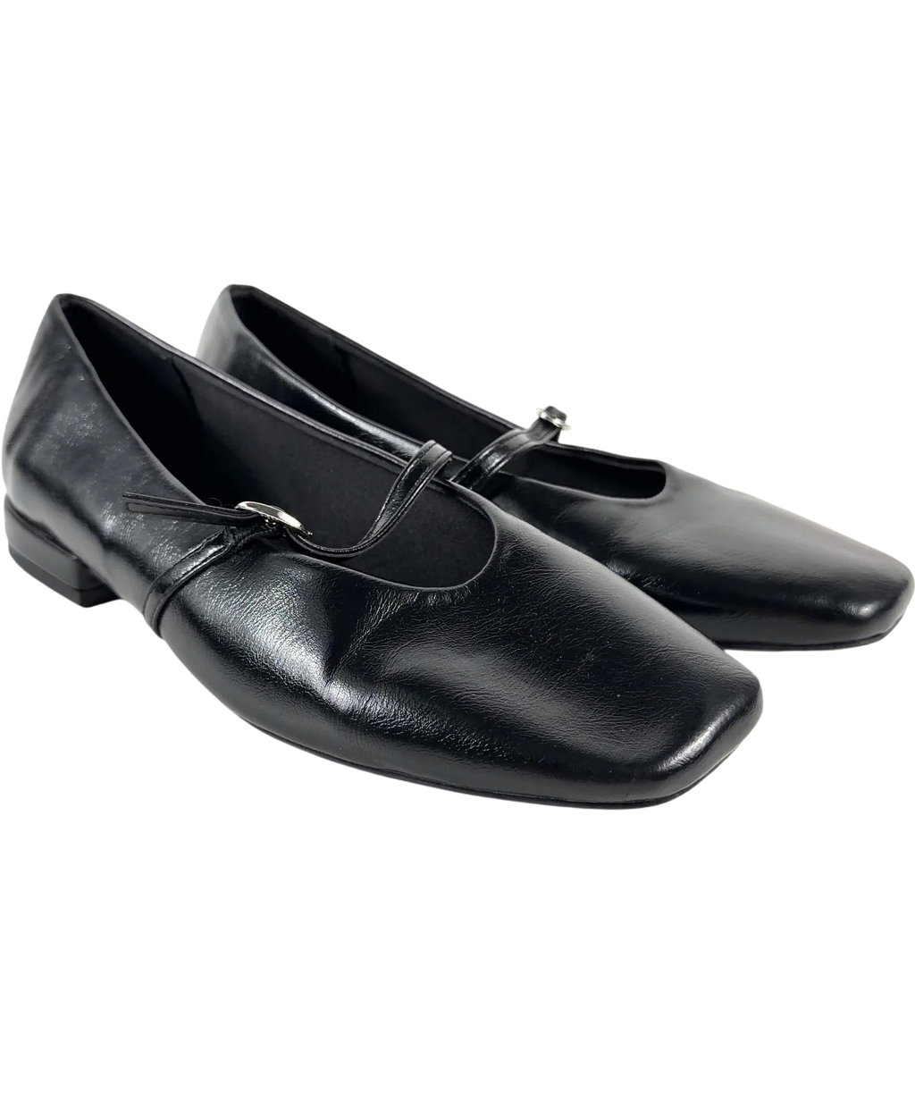NA-KD Black Strap Detail Ballerinas / Mary Jane Flats, size UK 5 EU 38 👠 — front