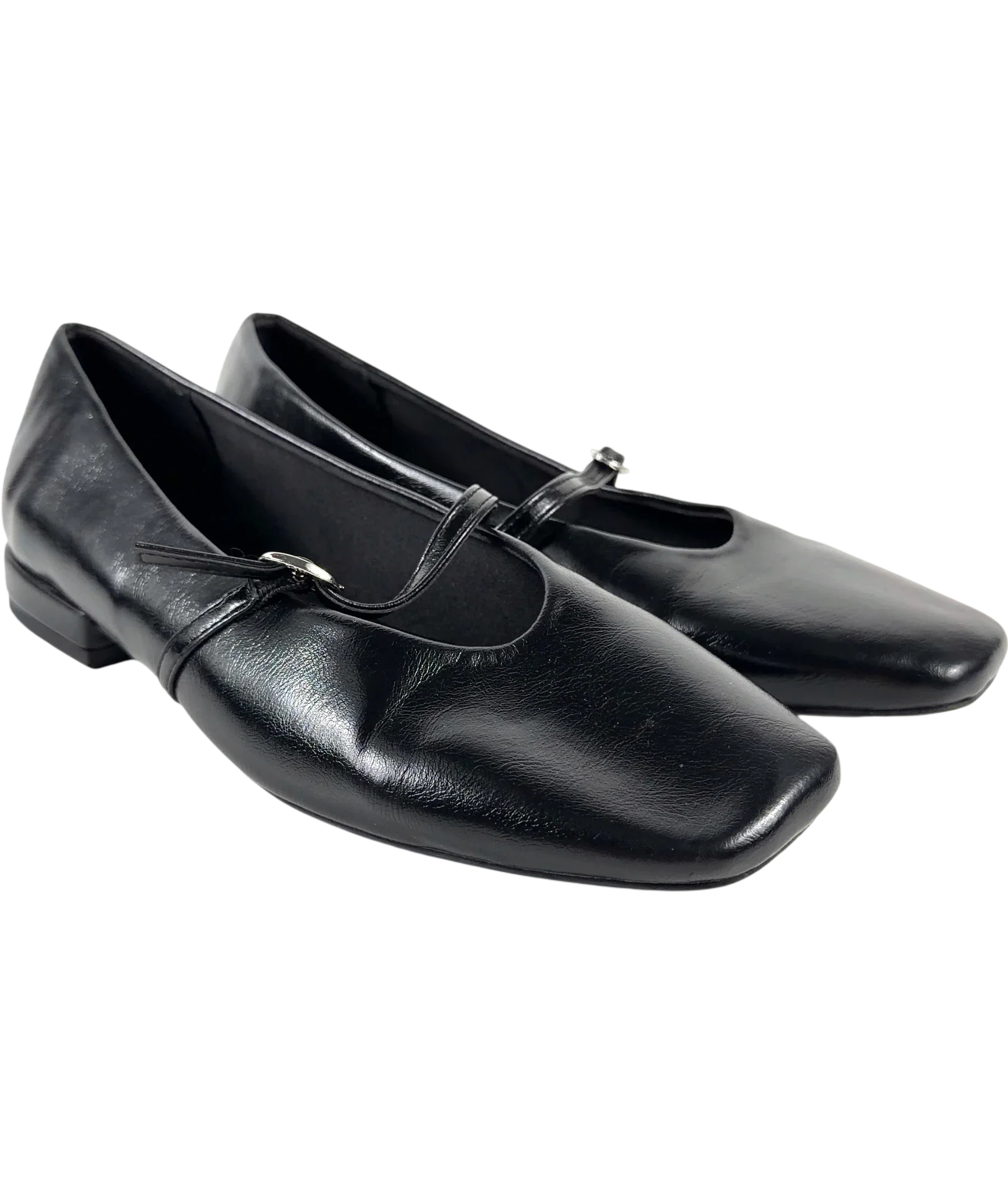 NA-KD Black Strap Detail Ballerinas / Mary Jane Flats, size UK 5 EU 38 👠 — front