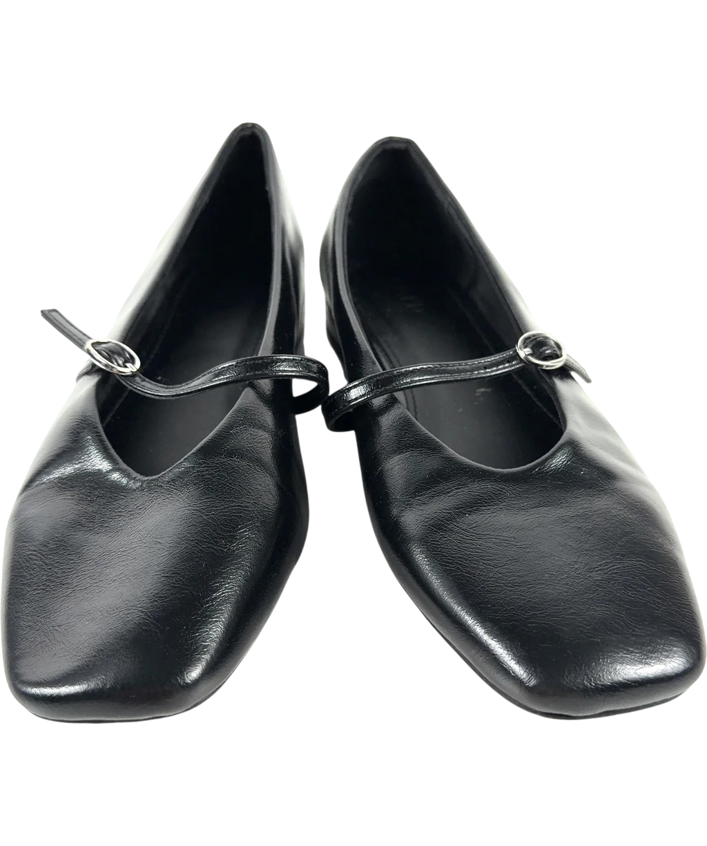 NA-KD Black Strap Detail Ballerinas / Mary Jane Flats, size UK 5 EU 38 👠 — detail
