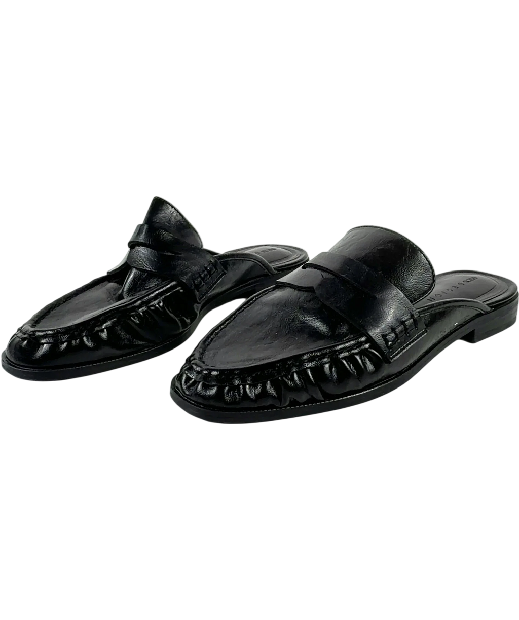 ASOS Black DESIGN Black Ruched Loafer Mules, size UK 5 EU 38 👠 — label