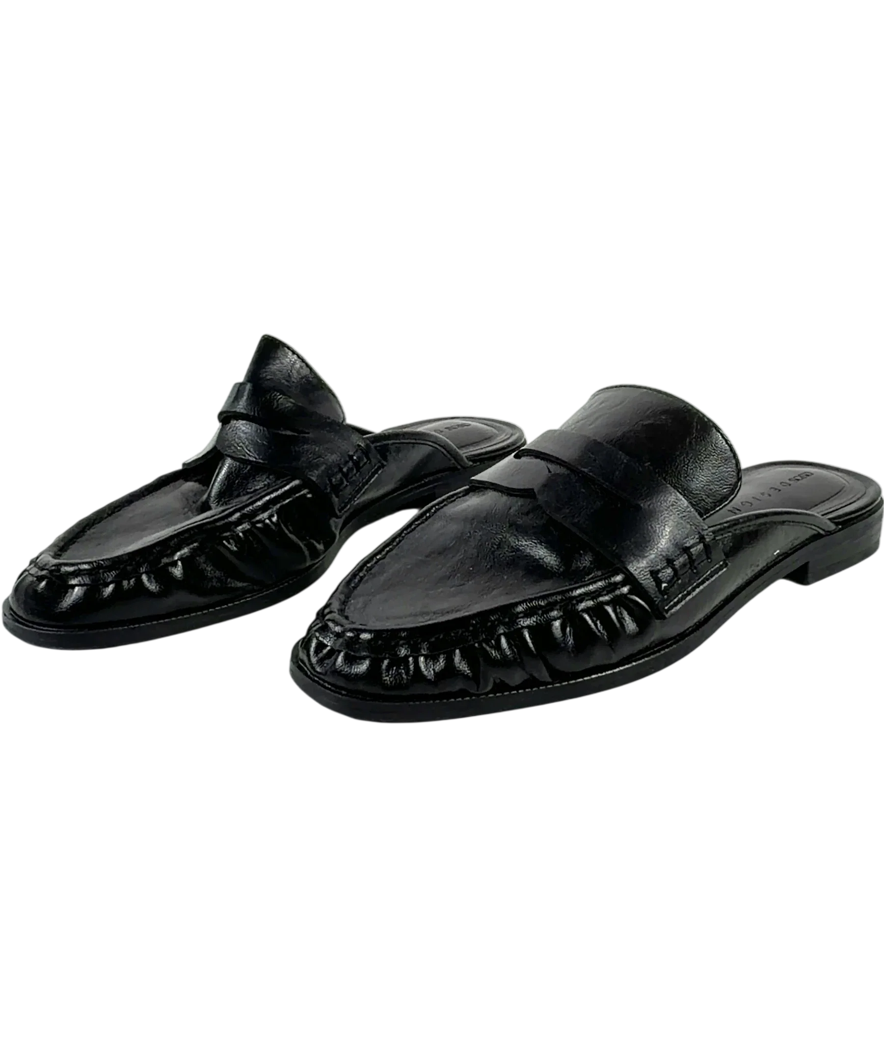 ASOS Black DESIGN Black Ruched Loafer Mules, size UK 5 EU 38 👠 — label