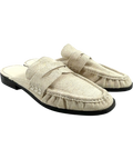ASOS Beige Mouse ruched detail loafer mules, size UK 5 EU 38 👠 — front