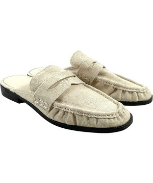 ASOS Ruched Detail Loafer Mules Beige UK 5