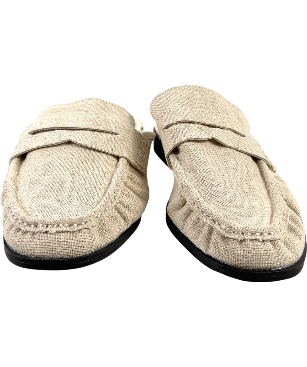 ASOS Ruched Detail Loafer Mules Beige UK 5 — Front (both, face on)