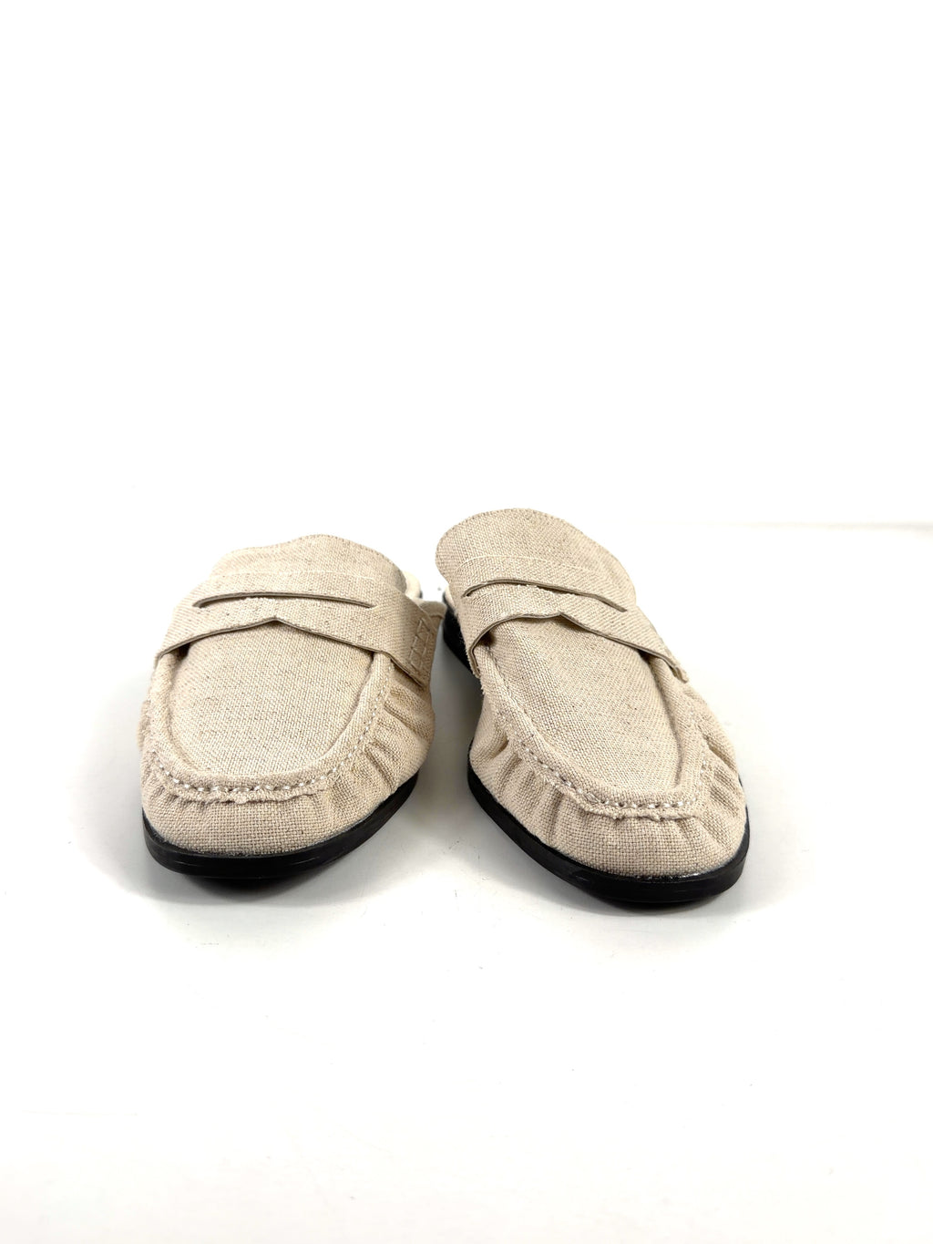 ASOS Beige Mouse ruched detail loafer mules, size UK 5 EU 38 👠 — detail