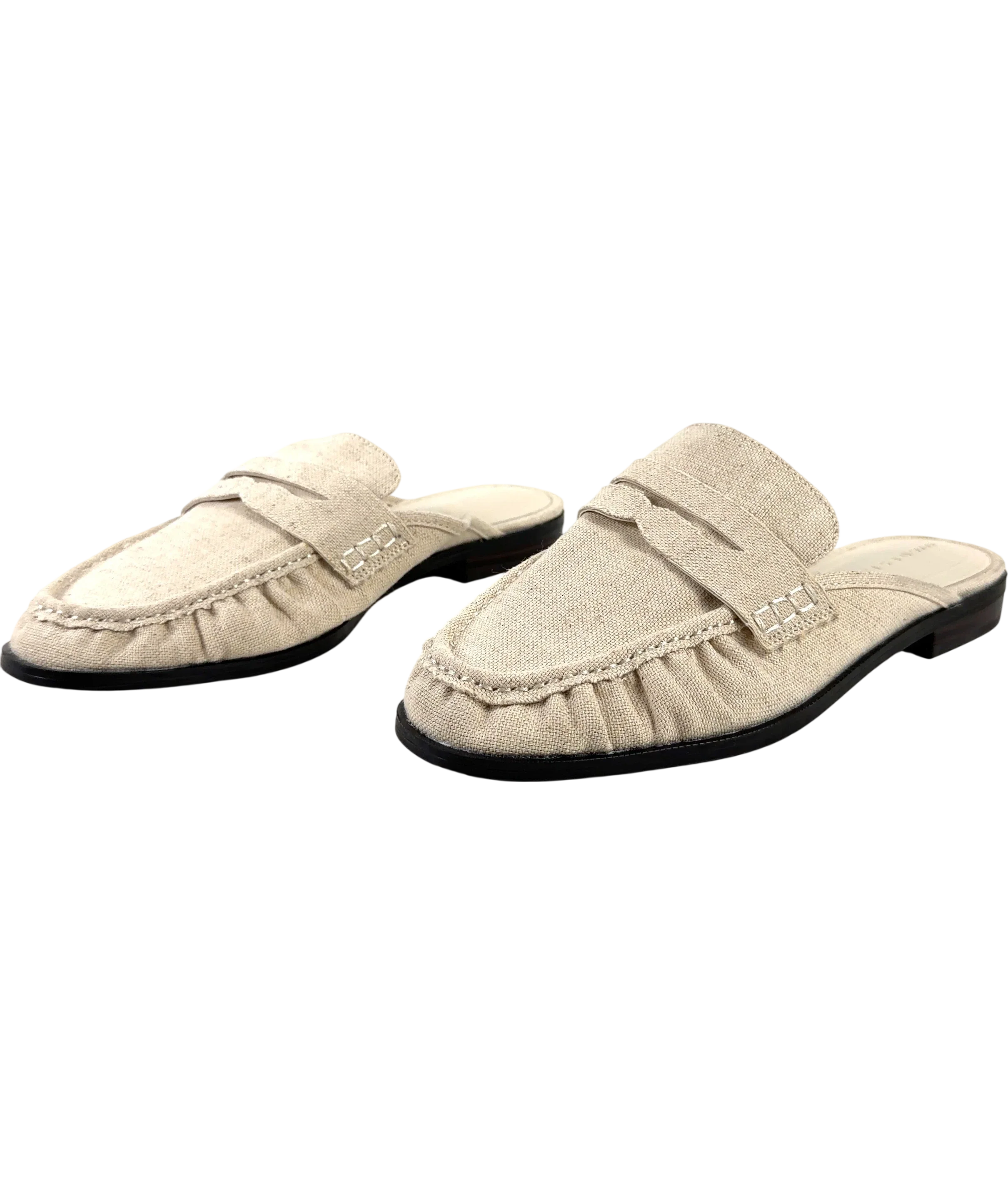 ASOS Beige Mouse ruched detail loafer mules, size UK 5 EU 38 👠 — label