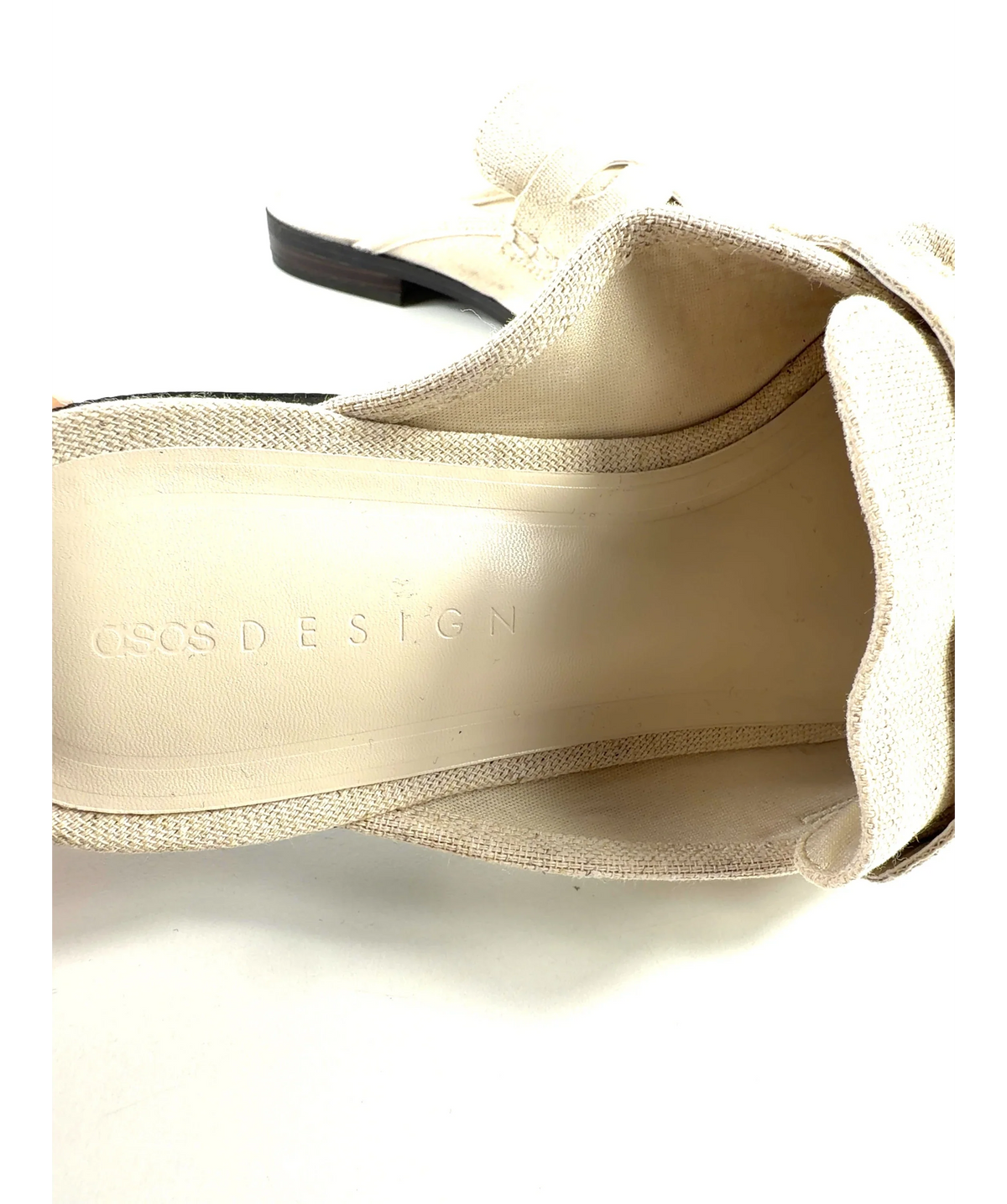 ASOS Ruched Detail Loafer Mules Beige UK 5 — Brand