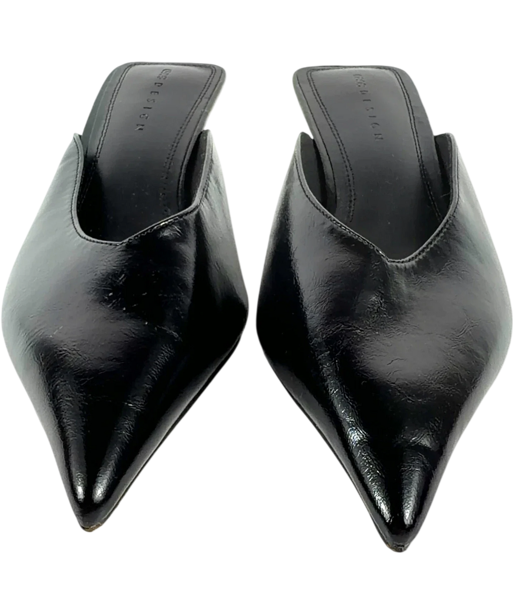 ASOS Black Surprise pointed kitten heeled mules, size UK 5 EU 38 👠 — detail