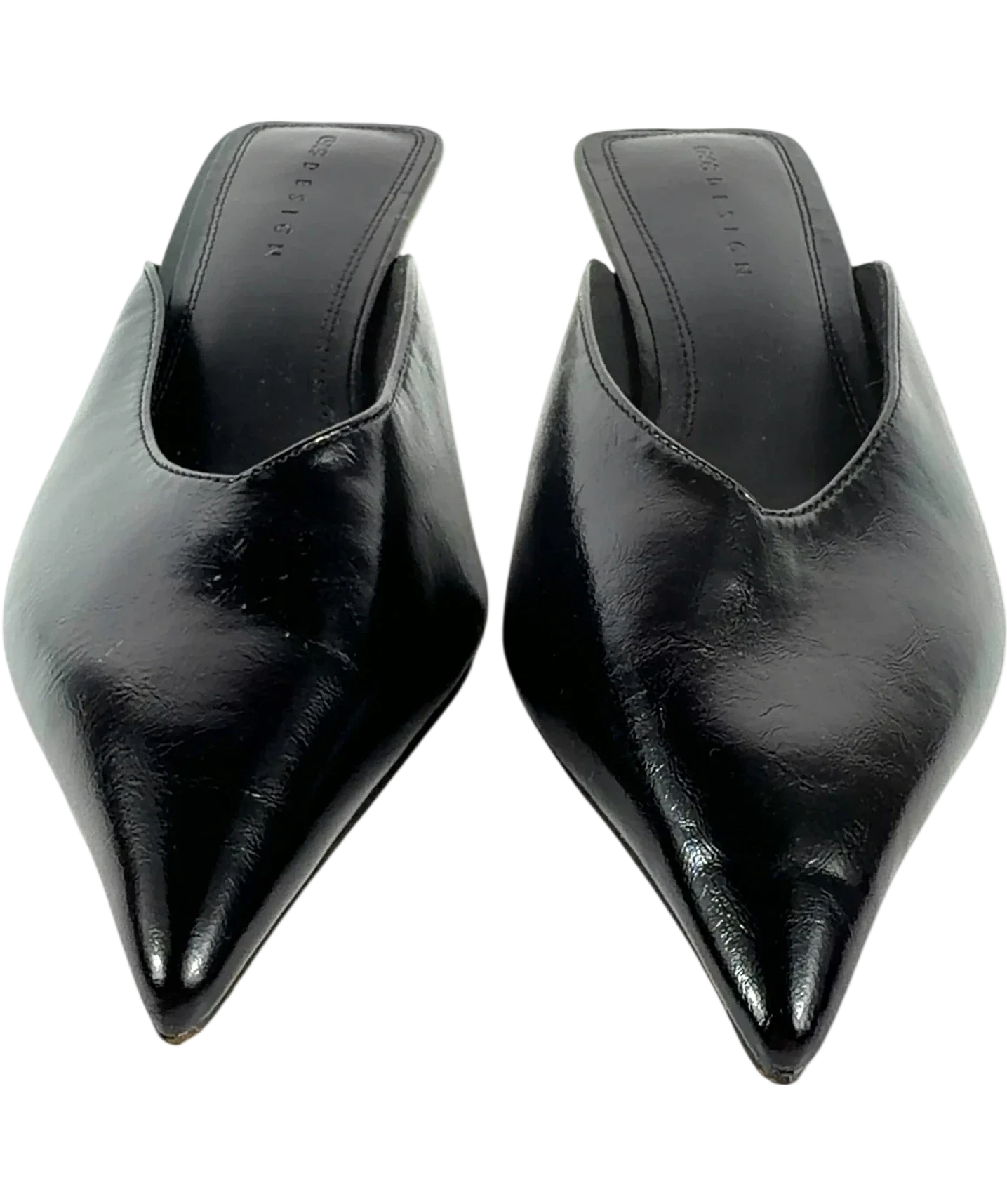ASOS Black Surprise pointed kitten heeled mules, size UK 5 EU 38 👠 — detail