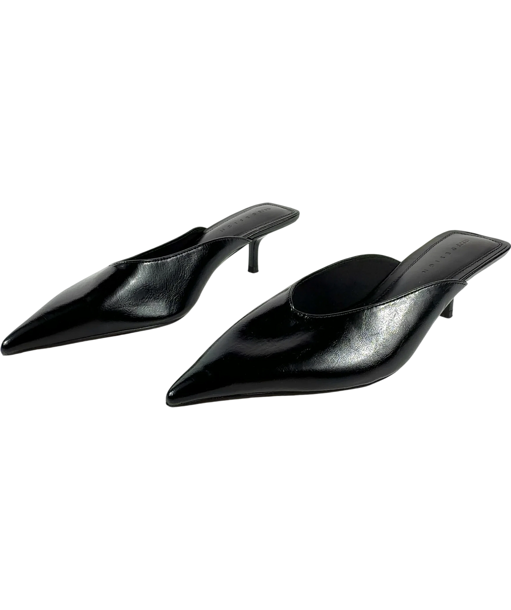 ASOS Black Surprise pointed kitten heeled mules, size UK 5 EU 38 👠 — label