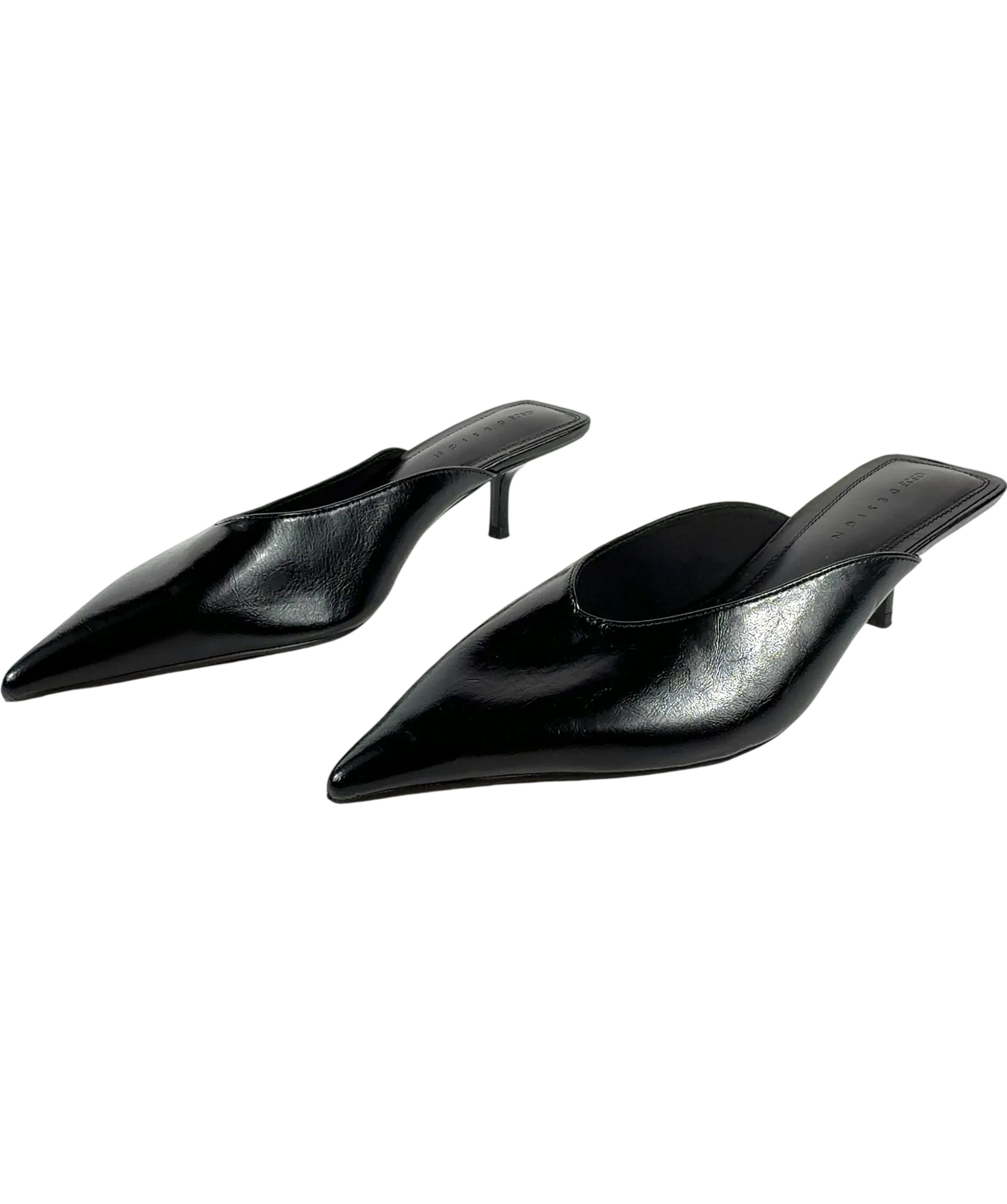 ASOS Black Surprise pointed kitten heeled mules, size UK 5 EU 38 👠 — label