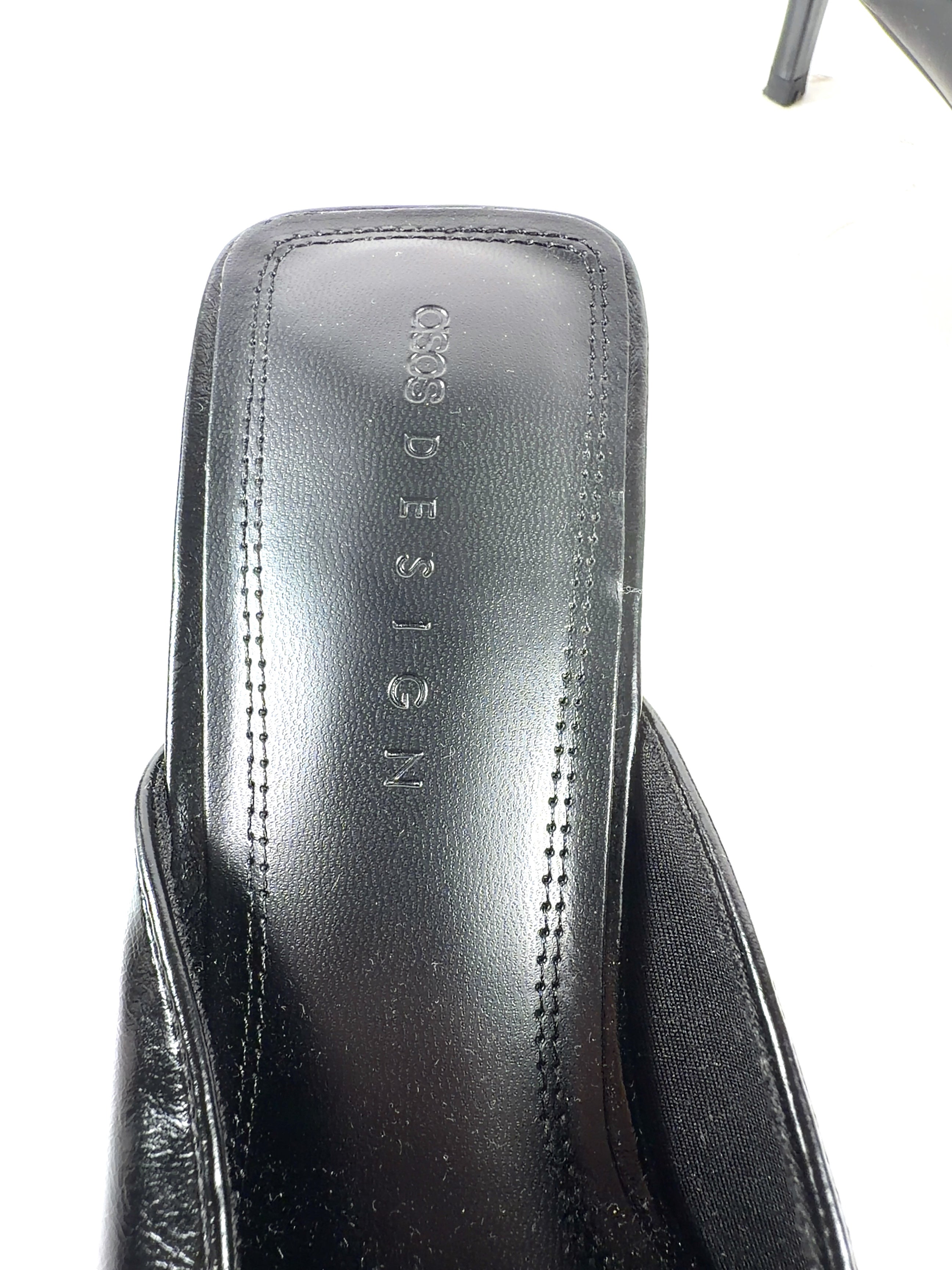 ASOS Black Surprise pointed kitten heeled mules, size UK 5 EU 38 👠 — care label