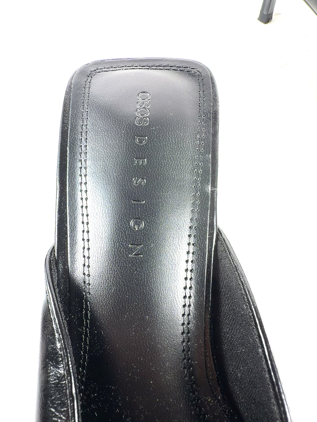 ASOS Black Surprise pointed kitten heeled mules, size UK 5 EU 38 👠 — fabric detail