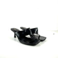 Lefties Black Black Square Toe Toe-Post Heeled Mule Sandals, size UK 6 EU 39 👠 — front