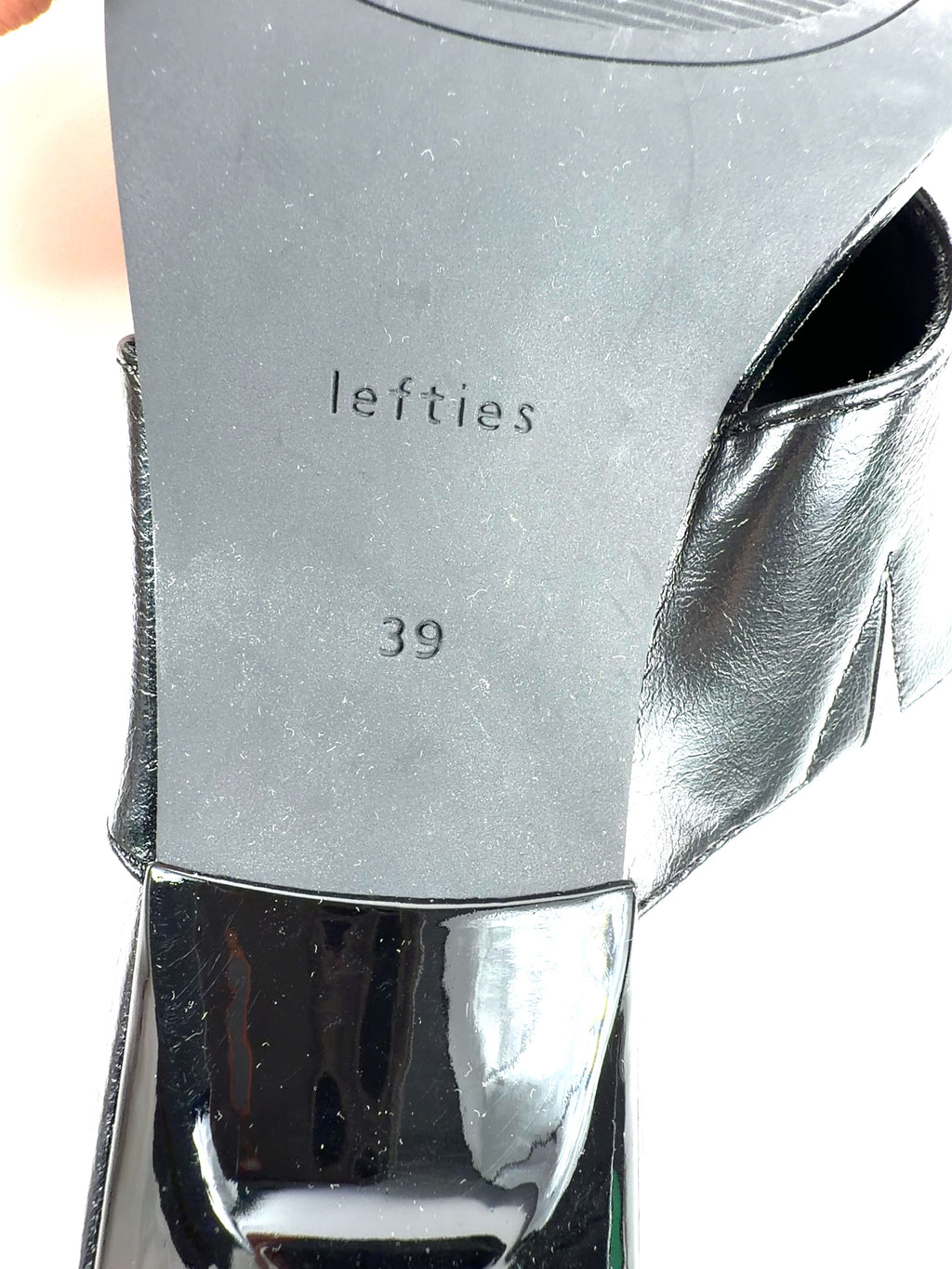 Lefties Black Black Square Toe Toe-Post Heeled Mule Sandals, size UK 6 EU 39 👠 — additional view