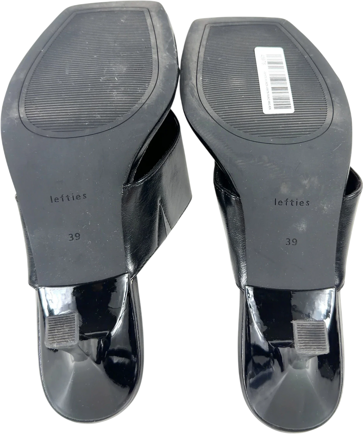 Lefties Black Square Toe Toe-post Heeled Mule Sandals UK 6 EU 39 — Sole