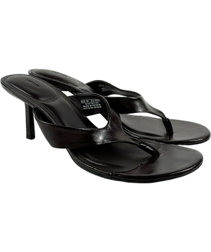Lefties Brown Thong Kitten Heel Sandal UK 6