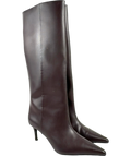 H&M Brown dark brown pointed knee-high boots, size UK 5 EU 38 👠 — front