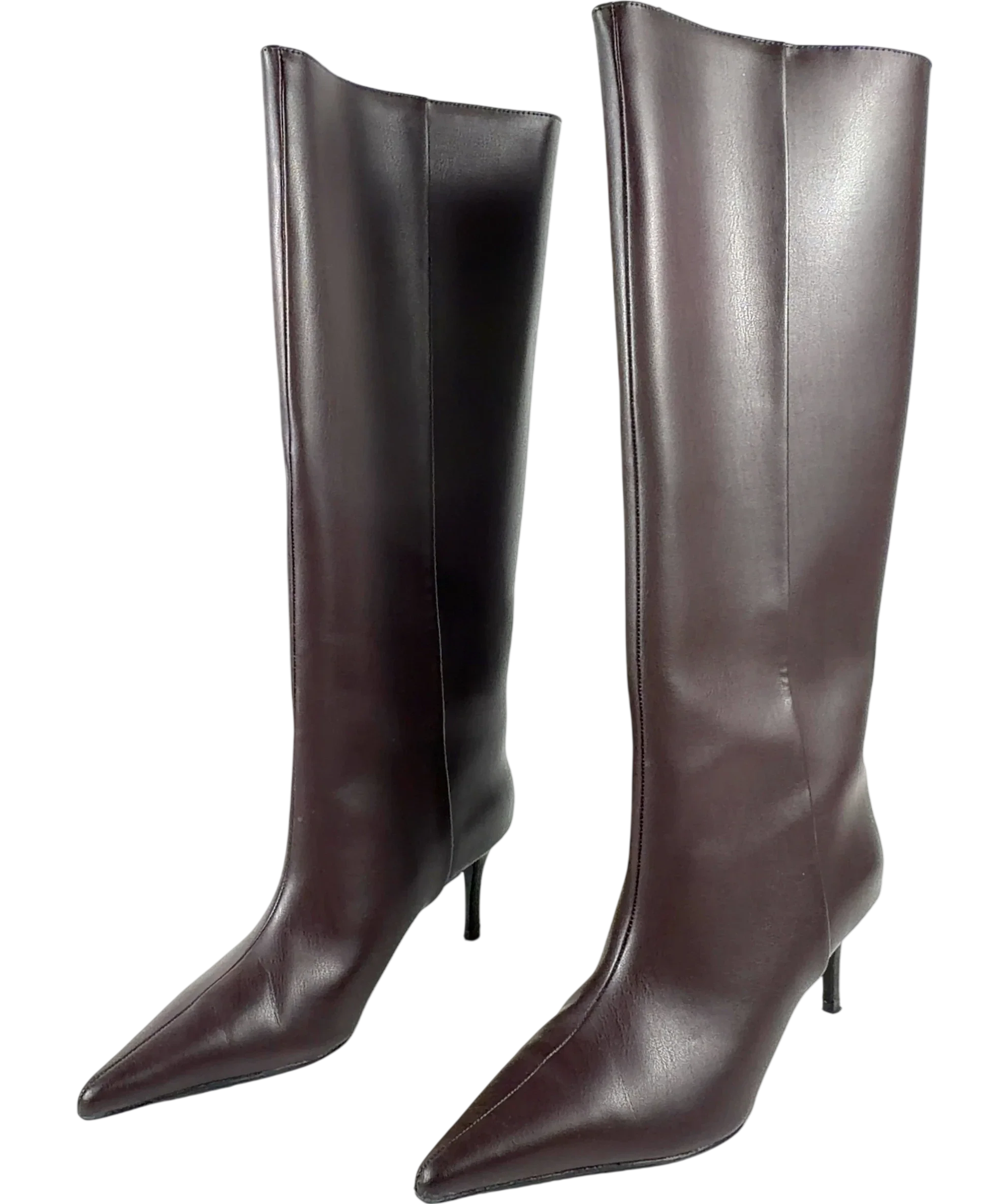 H&M Brown dark brown pointed knee-high boots, size UK 5 EU 38 👠 — label