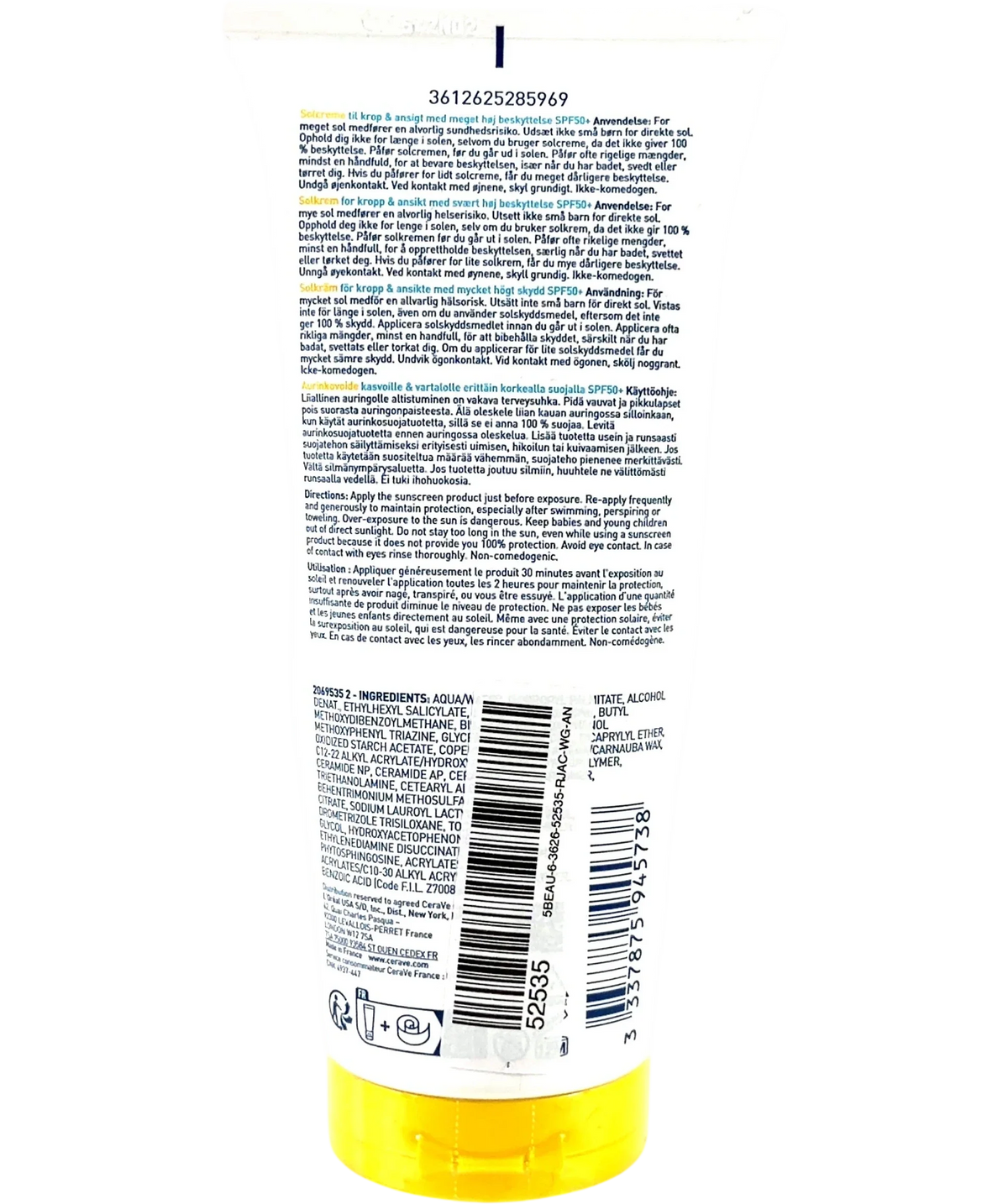 Cerave Invisible Hydrating Sunscreen, size 177ml — back
