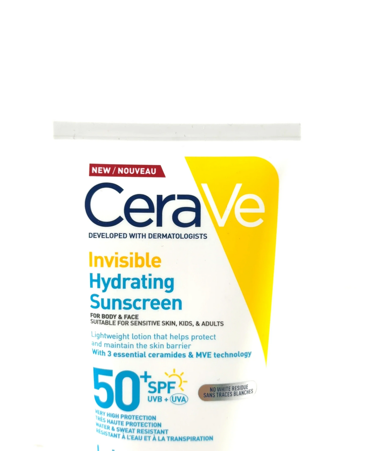 Cerave Invisible Hydrating Sunscreen, size 177ml — label
