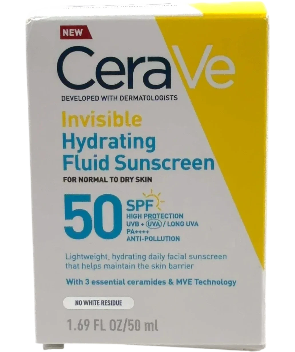 Cerave Invisible Hydrating Fluid Sunscreen SPF 50, size 50ml — front