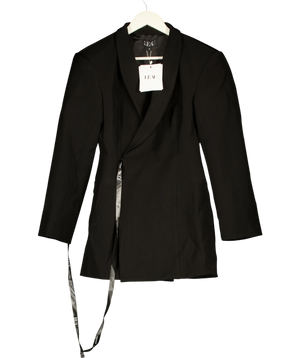 Black Shawl Lapel Asymmetric Blazer
