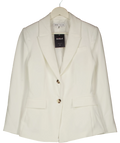 Lefties White White Tailored Flap Pocket Basic Blazer, size UK S — front