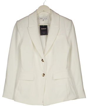 Lefties White Tailored Flap Pocket Basic Blazer UK S