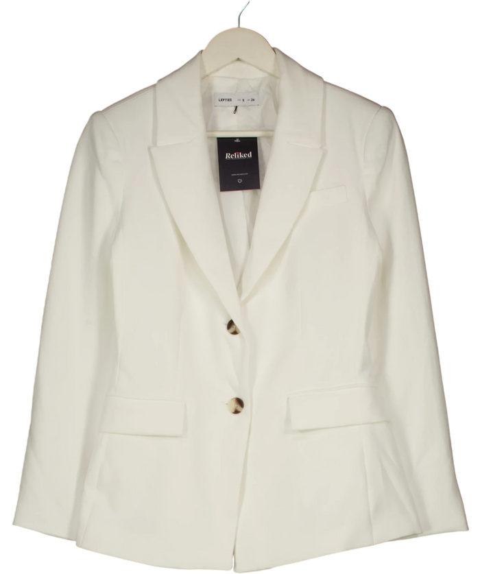 Lefties White Tailored Flap Pocket Basic Blazer UK S