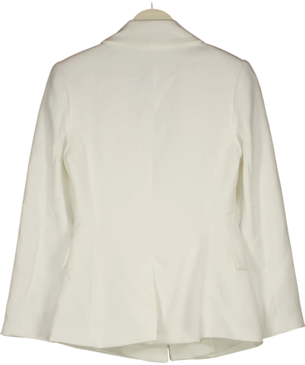 Lefties White White Tailored Flap Pocket Basic Blazer, size UK S — back