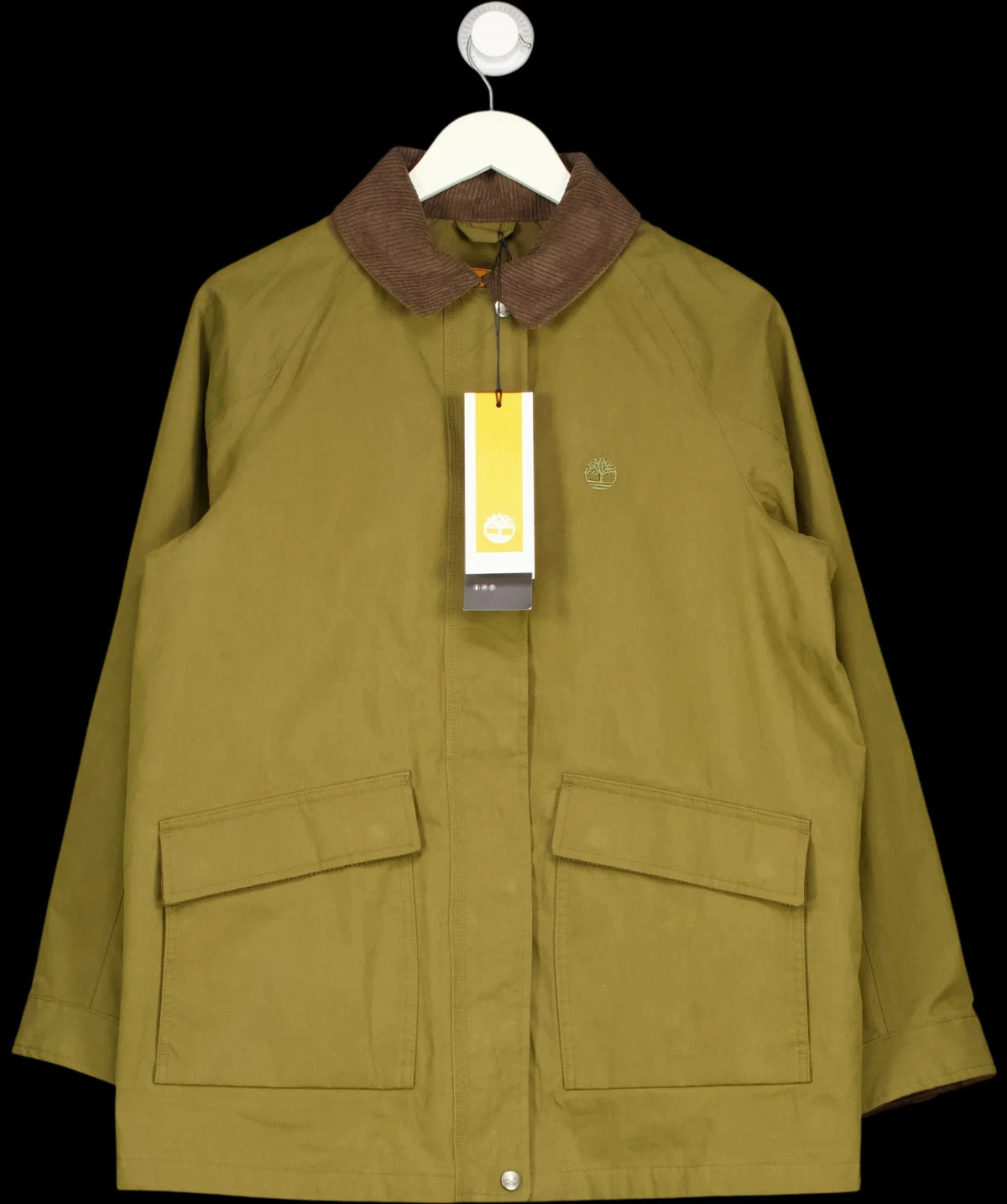Timberland Green Wenham Waterproof Barn Coat Dark Olive Green, size UK M — label