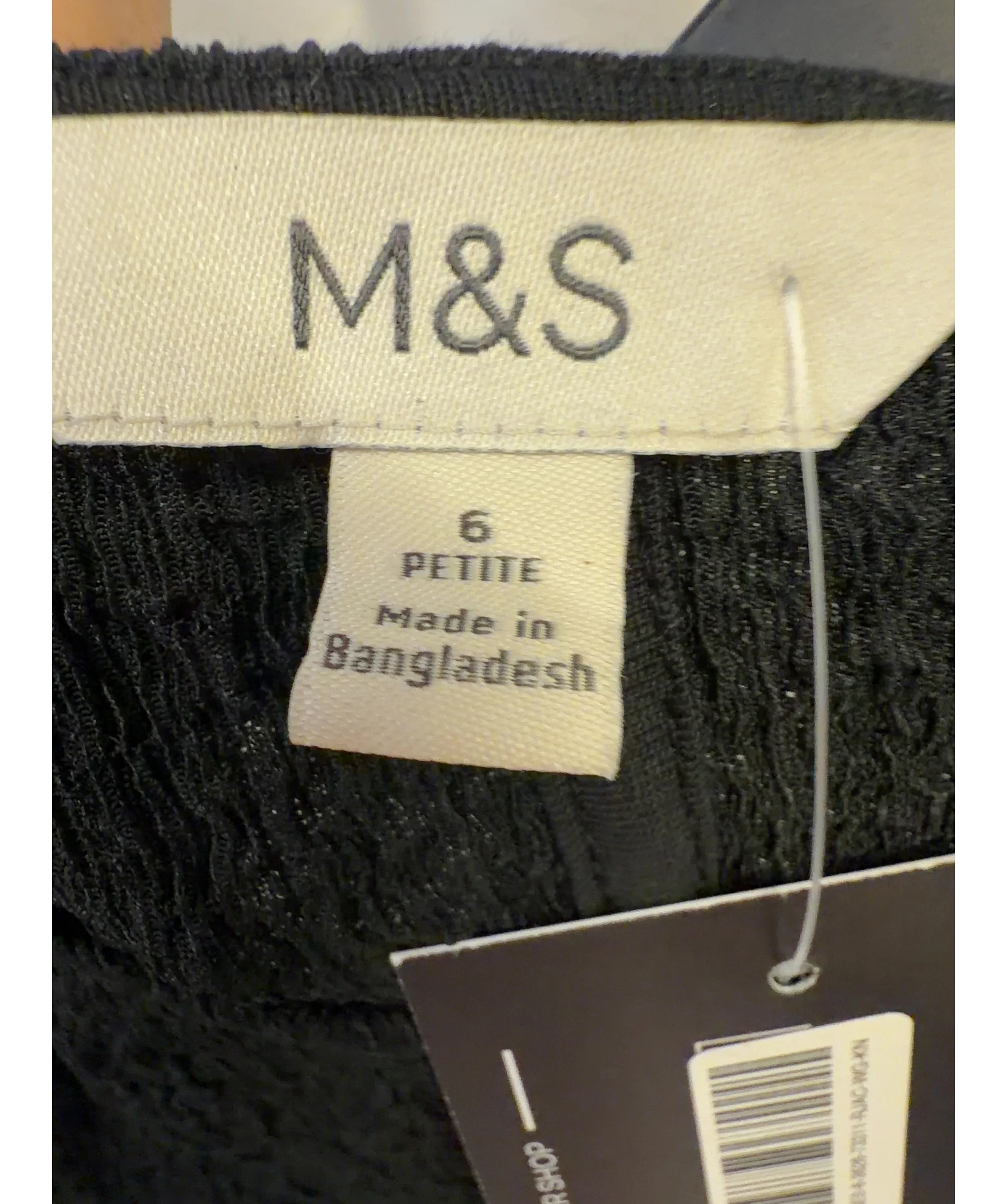 M&S Black Colour, size UK 6 — care label