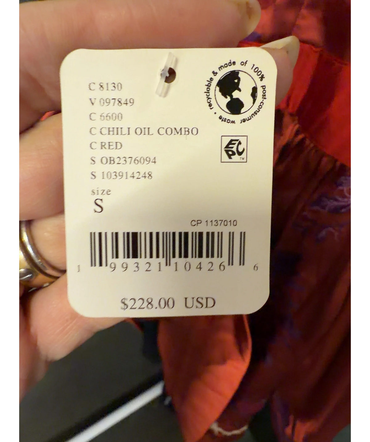 Free People Red Colour, size UK S — label