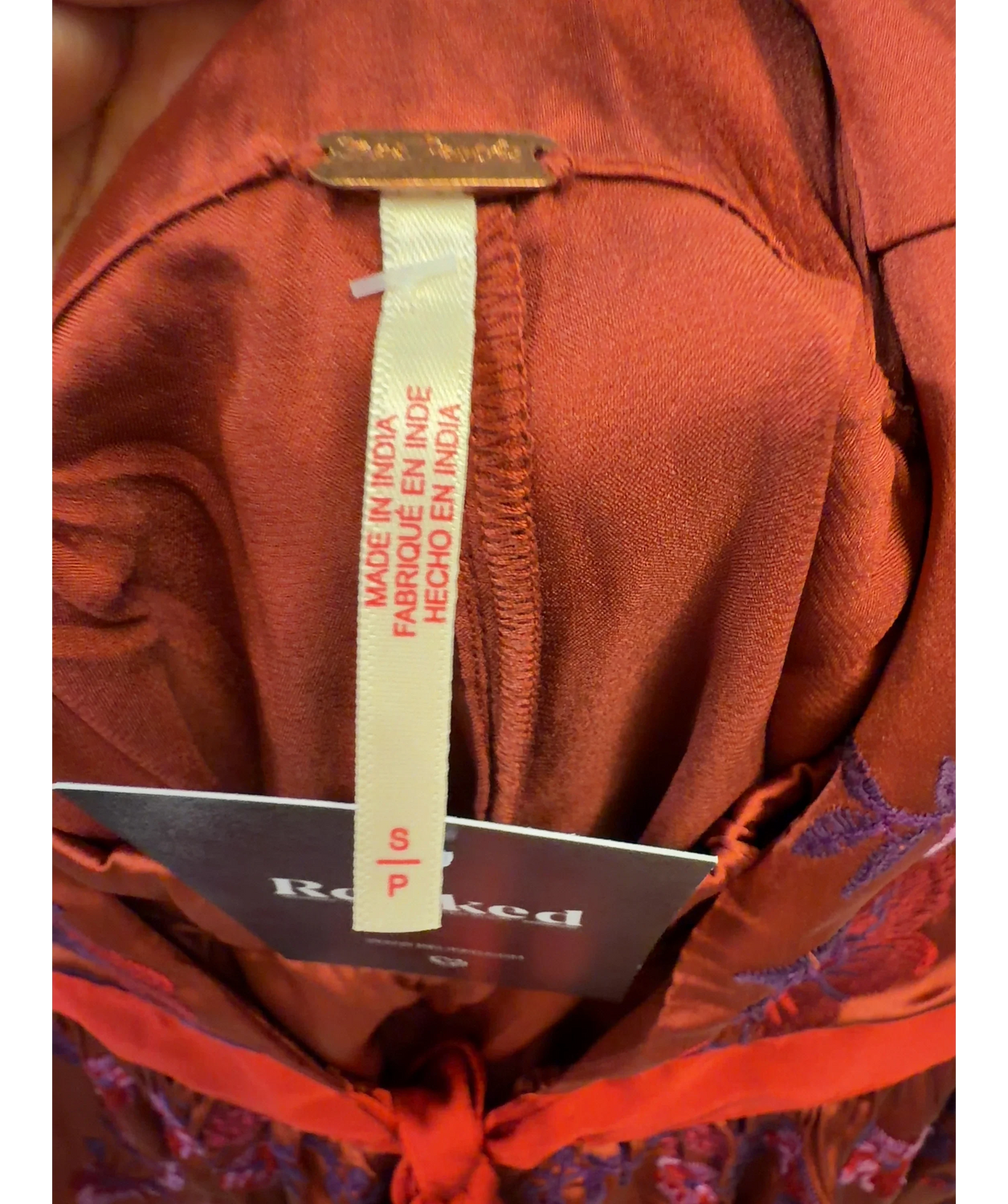 Free People Red Colour, size UK S — fabric detail