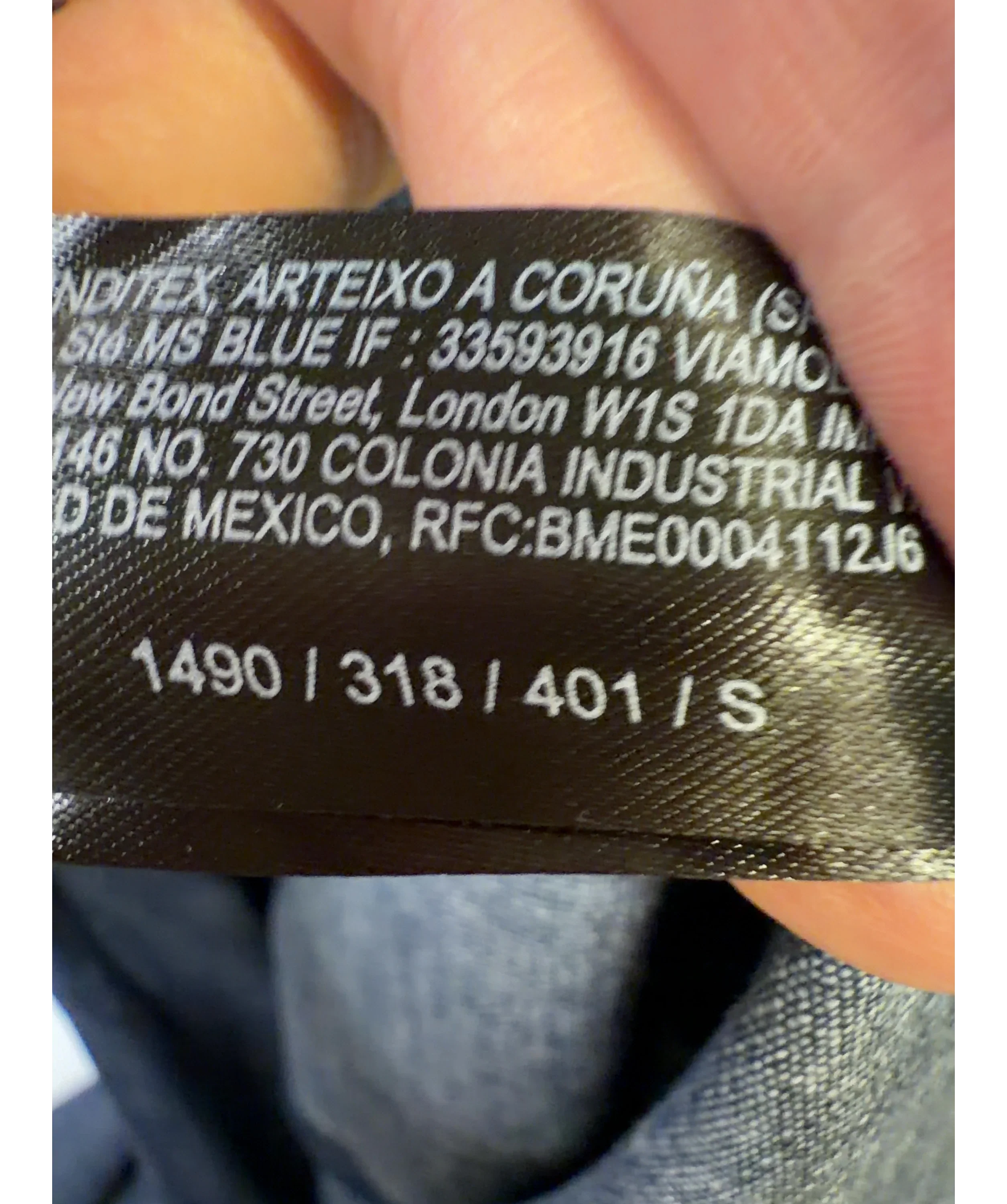 Lefties Blue Colour, size UK S — care label