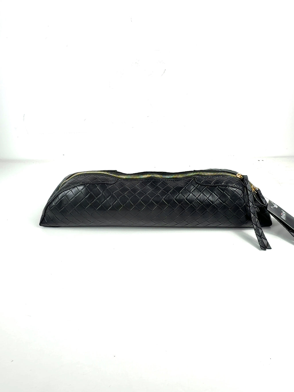 ASOS Black pencil case elongated clutch in black weave, size No Size — back