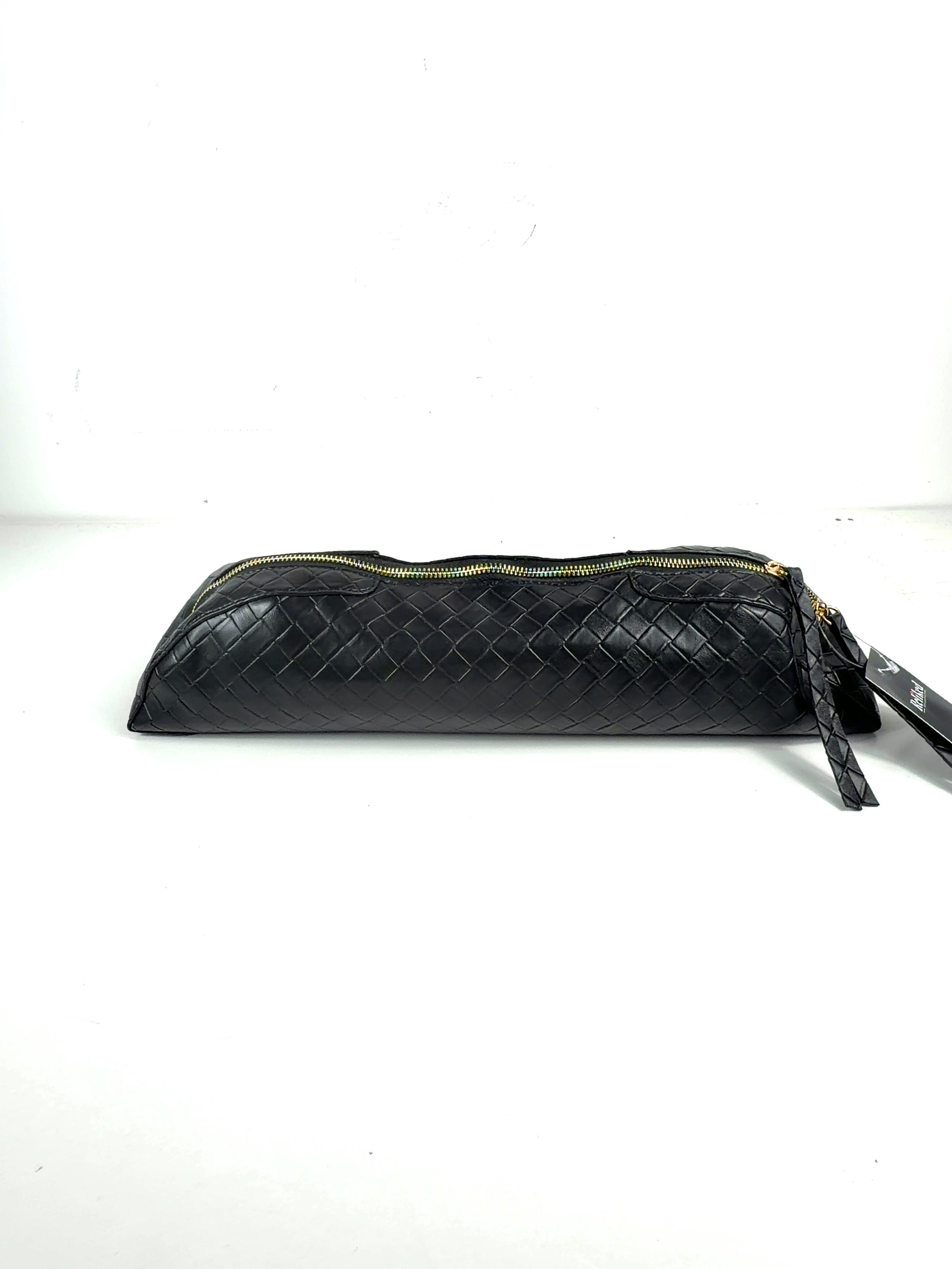 ASOS Black pencil case elongated clutch in black weave, size No Size — back