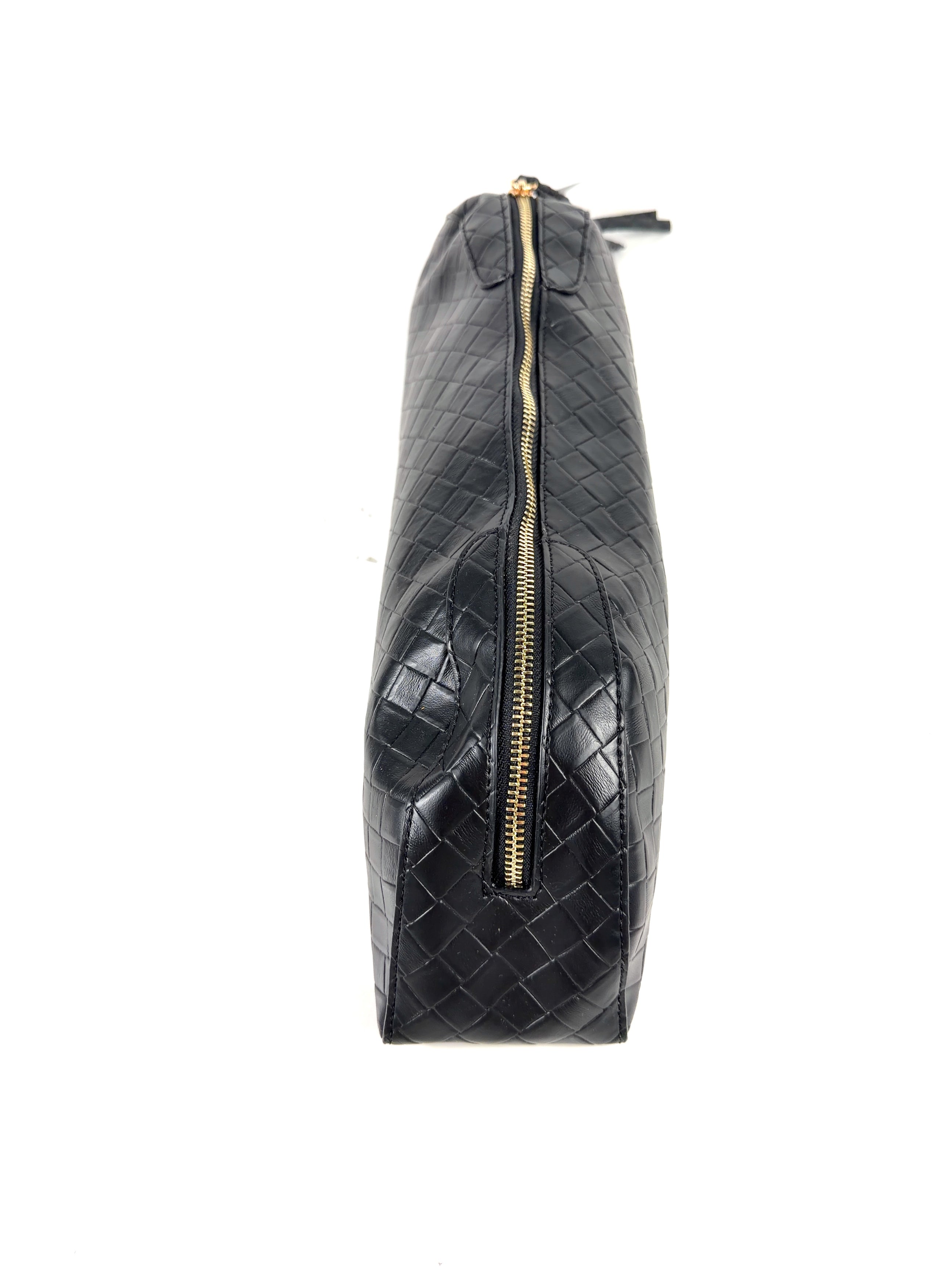 ASOS Black pencil case elongated clutch in black weave, size No Size — detail