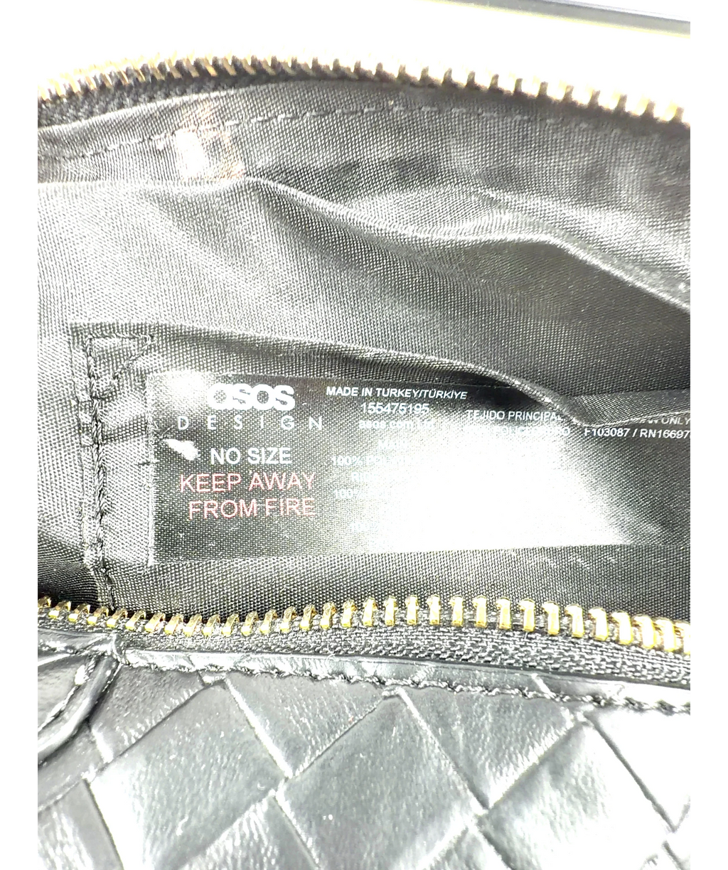 ASOS Black pencil case elongated clutch in black weave, size No Size — label