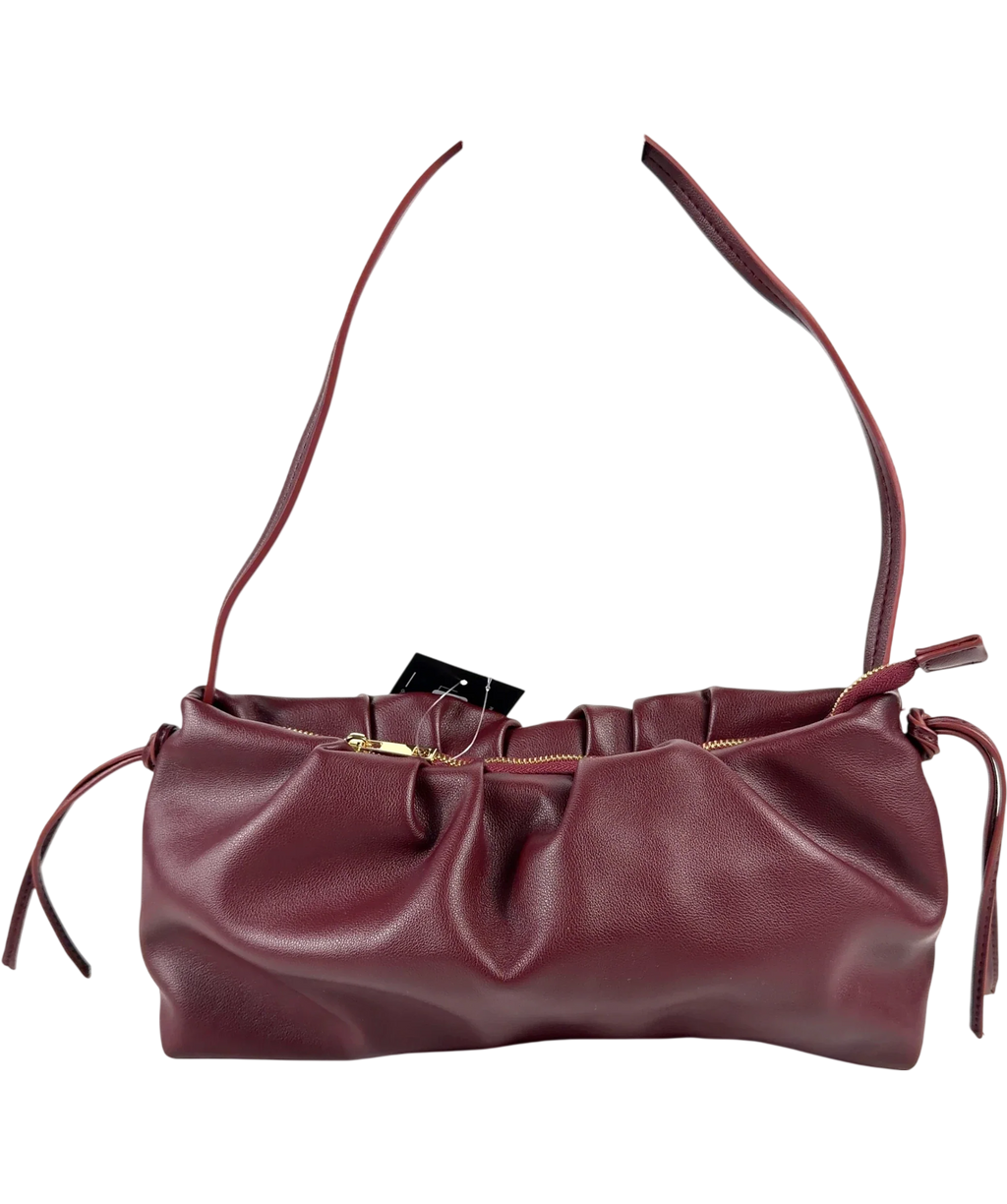 ASOS burgundy ruched shoulder bag, size No Size — front