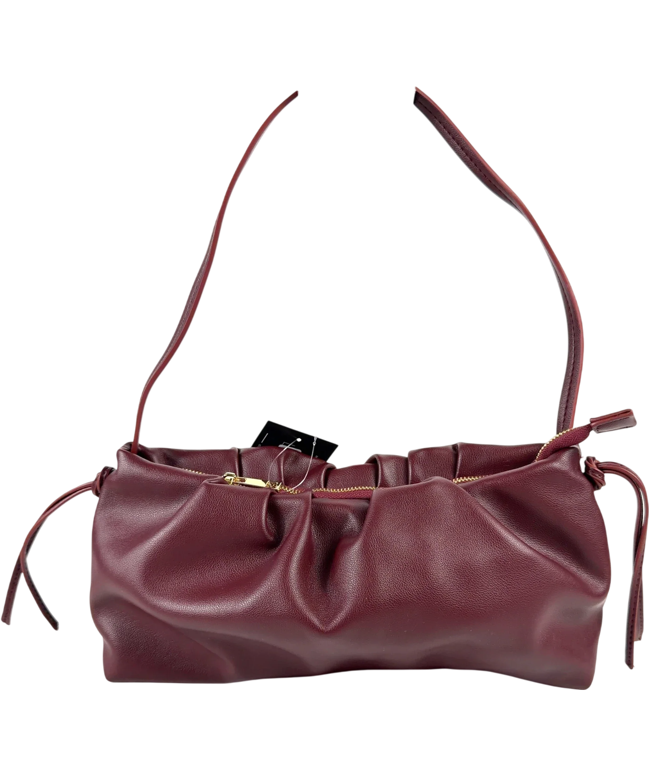ASOS burgundy ruched shoulder bag, size No Size — front