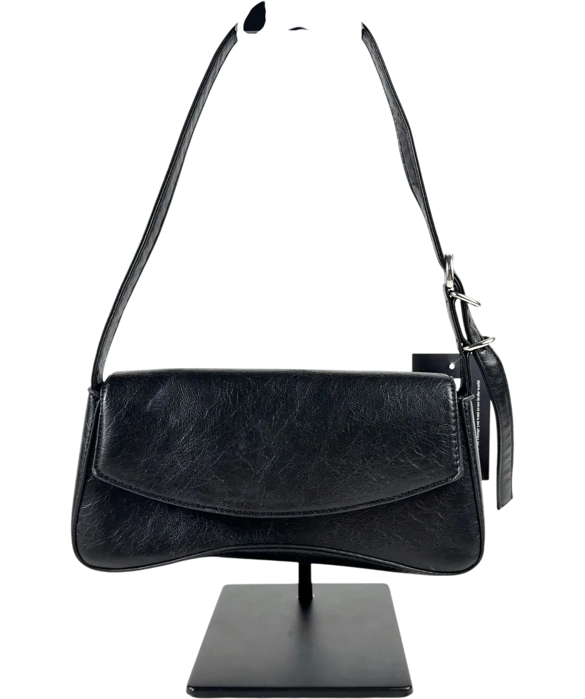 Lefties Black Flap Shoulder Bag — front