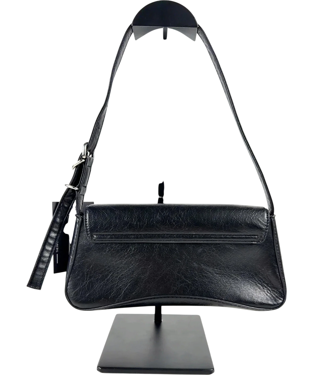 Lefties Black Flap Shoulder Bag — detail